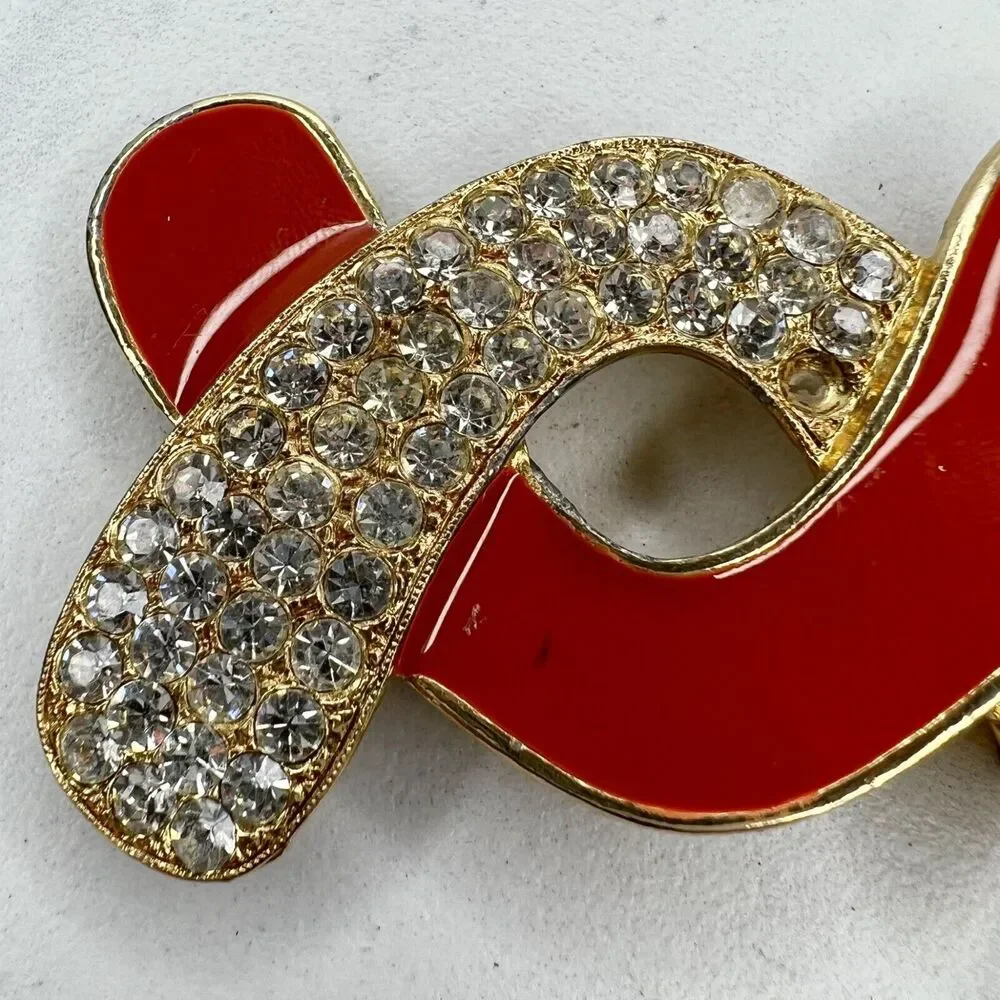 Vintage Gold Tone and Orange Rhinestone Belt Buckle Piece